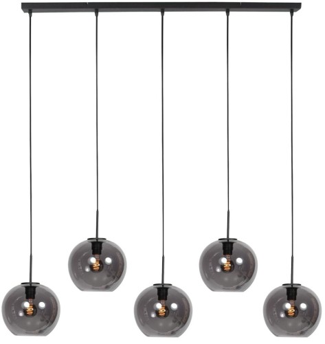 lampa wisząca Steinhauer 4285ZW z pięcioma kloszami smoke do jadalni