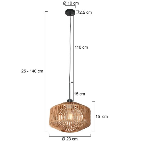czarna lampa wisząca Steinhauer Ropex ze sznurem do kuchni w stylu loftowym