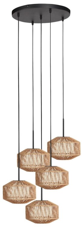 industrialna lampa Steinhauer 4525ZW z pięcioma punktami światła nad stół w jadalni