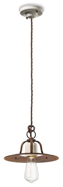 Lampa wisząca Ferroluce C1431 Grunge – ceramika biały craquelé + metal postarzanego wyglądu; idealna nad stołem jadalnym lub wyspą kuchenną