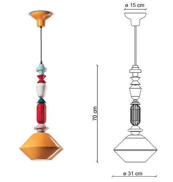 Ferroluce, LAMPA SUFITOWA DECO LARIAT MED - C2511