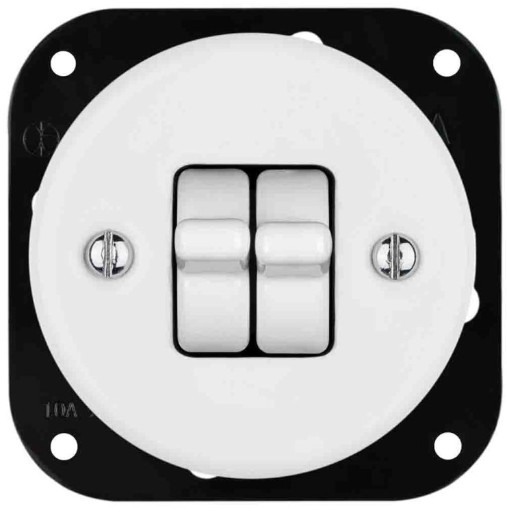 wyłącznik ceramiczny podwójny schodowy biały Novantica Old do salonu klasycznego