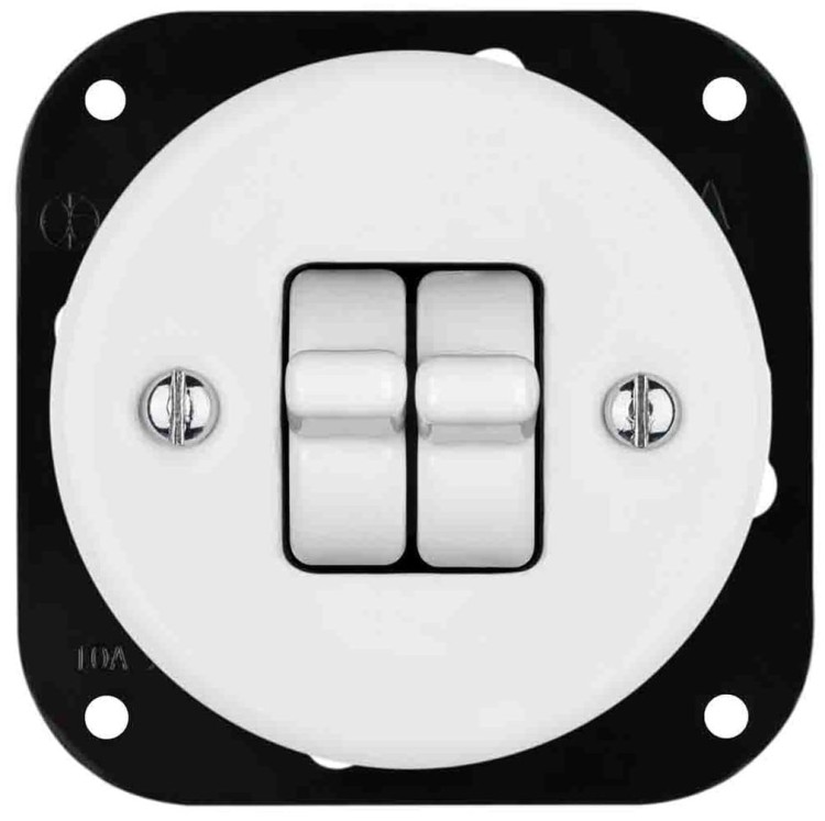 wyłącznik ceramiczny podwójny biały Novantica Old do salonu klasycznego