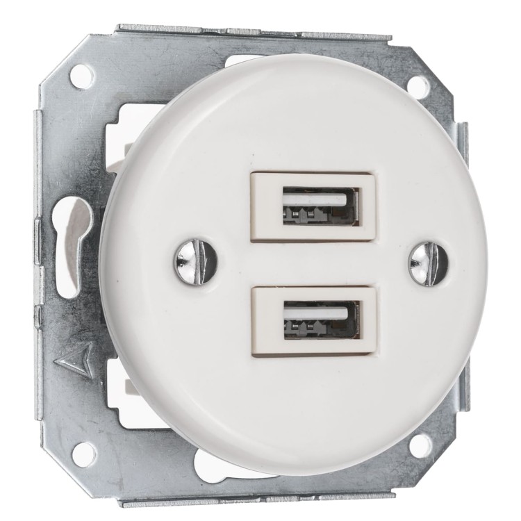 gniazdo ceramiczne białe Novantica z USB do salonu i sypialni