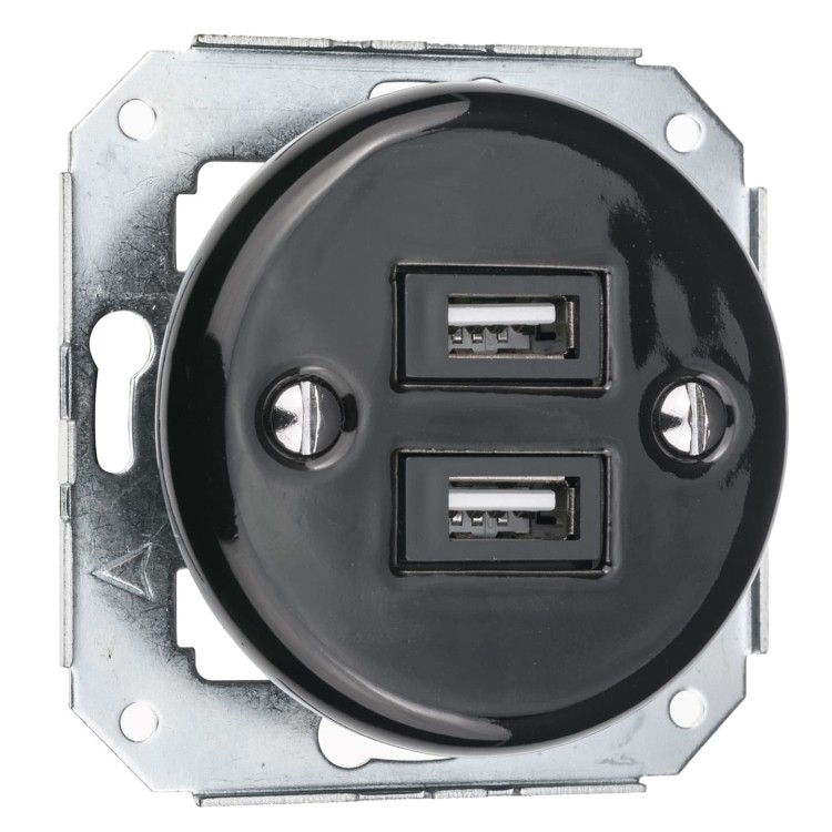 gniazdo ceramiczne czarne Novantica z USB do salonu loftowego