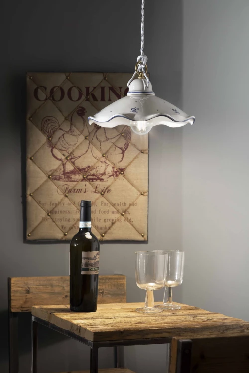 lampa retro Ferroluce BELLUNO nad drewniany stół jadalnia rustykalna