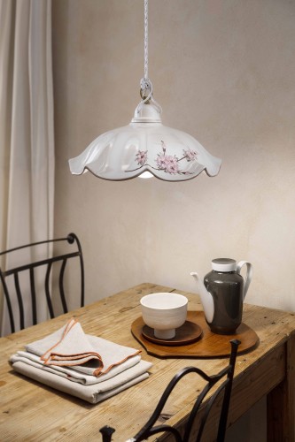 ceramiczna lampa Ferroluce BELLUNO country farmhouse jadalnia drewno
