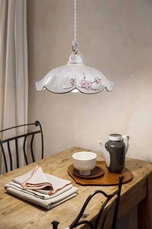 ceramiczna lampa Ferroluce BELLUNO country farmhouse jadalnia drewno