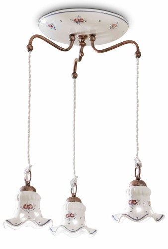 lampa wisząca Ferroluce C202 trzy punkty światła rustykalna jadalnia