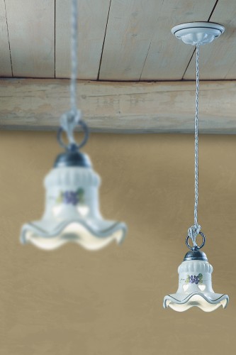 lampa wisząca Ferroluce mały klosz kuchnia country