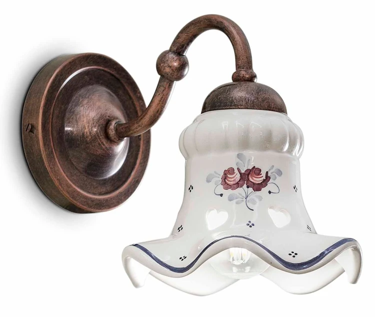 kinkiet ceramiczny Ferroluce C172 rustykalny włoski ściana salon
