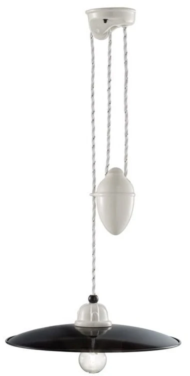 Lampa wisząca Ferroluce C1617 B&W – ceramika czarno‑białe wykończenie, idealna nad stołem jadalnym lub wyspą kuchenną w stylu minimalistycznym / klasycznym