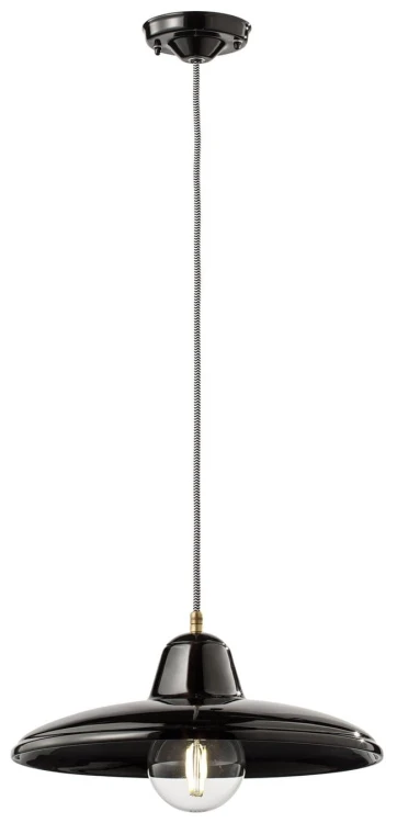 Lampa wisząca Ferroluce C2330 B&W – ceramika czarny połysk / biały połysk; idealna nad stołem jadalnym lub nad wyspą kuchenną