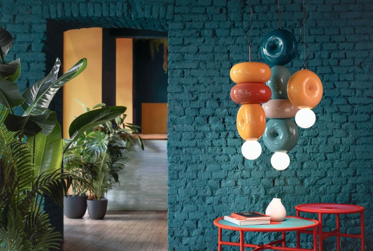 ceramiczna lampa wisząca Ferroluce kolorowa do nowoczesnego wnętrza