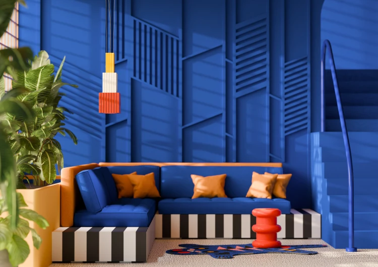 Ferroluce Metra oświetlenie salonu elegancka aranżacja z ceramiką