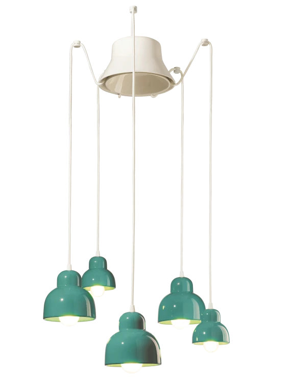 Lampa wisząca Ferroluce C2605 Berimbau – ceramiczna w kolorach kremowym, turkusowym, pomarańczowym i szarym, idealny nad stołem jadalnym w salonie lub nad wyspą kuchenną