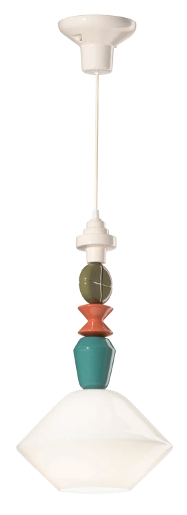 Lampa wisząca Ferroluce C2710 Lariat– biała, dekoracyjny łańcuch ceramiczny, idealna nad stołem jadalnym lub wyspą kuchenną