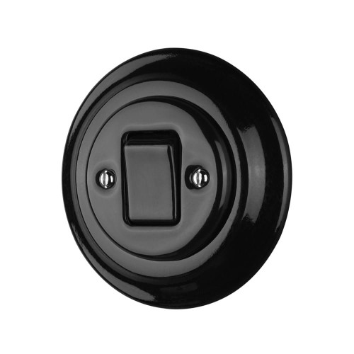 Czarny porcelanowy włącznik NOVANTICA NEW  retro – idealny do jadalni