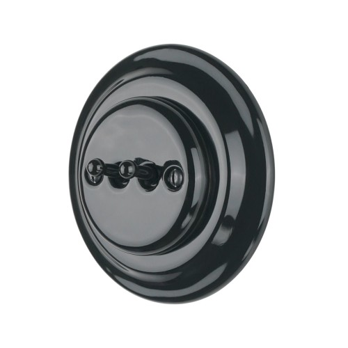 Ceramiczny czarny włącznik novantica Toogle retro – elegancja do salonu