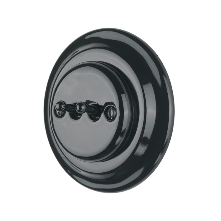 Ceramiczny czarny włącznik novantica Toogle retro – elegancja do salonu