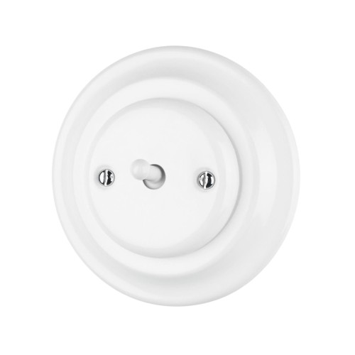 Biały ceramiczny włącznik novantica Toogle retro – elegancki akcent do salonu
