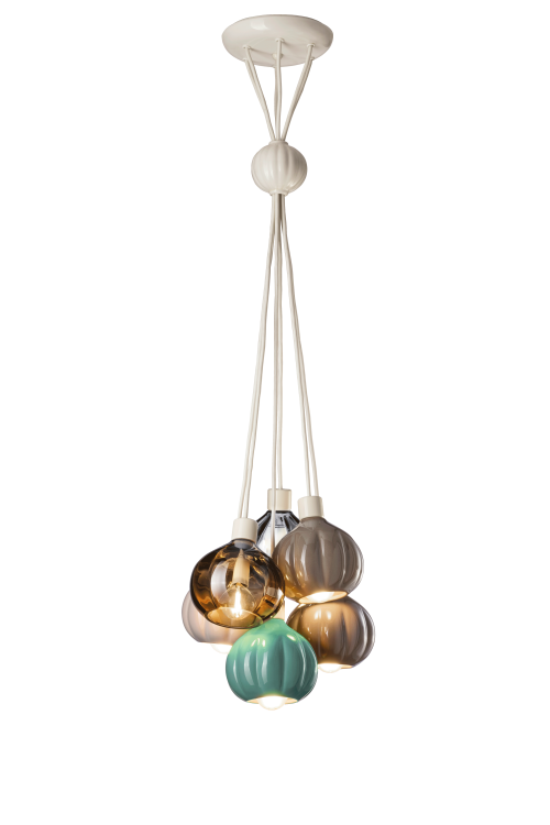 Lampa wisząca Ferroluce C2659 – błyszczące wykończenia ceramika/szkło, doskonały do salonu, restauracji lub holu