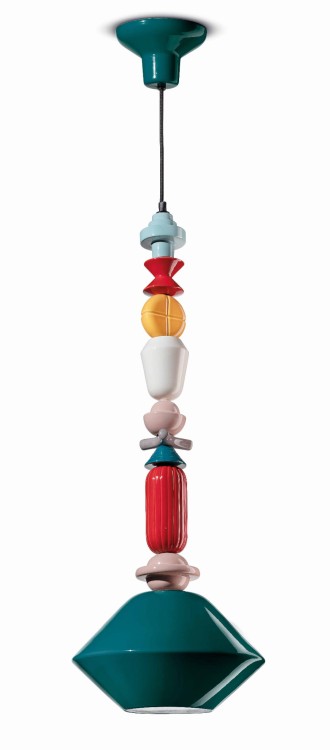 lampa wisząca Ferroluce C2512 dekoracyjny Lariat, geometryczne ceramiczne elementy, styl włoski, doskonała do salonu, holu lub restauracji