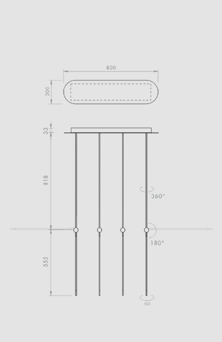 lampa sufitowa Accento Luce Pivò Plus 4S cztery ramiona LED symetryczne