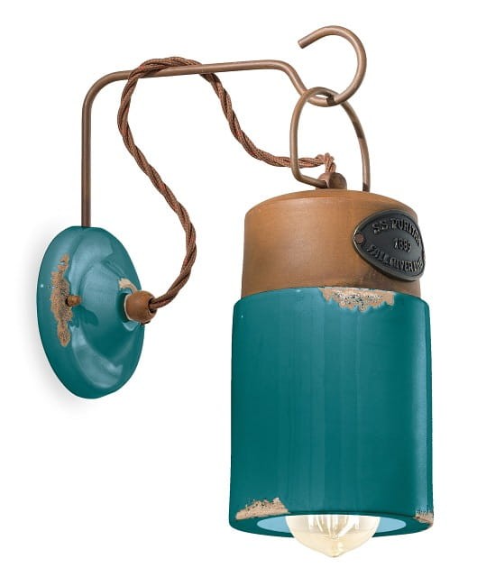 Ferroluce C1621 Industrial Vintage rosso / giallo / arancio – kombinacja ceramiki i metalu postarzanego wyglądu; idealny do kawiarni lub restauracji z klimatem retro.