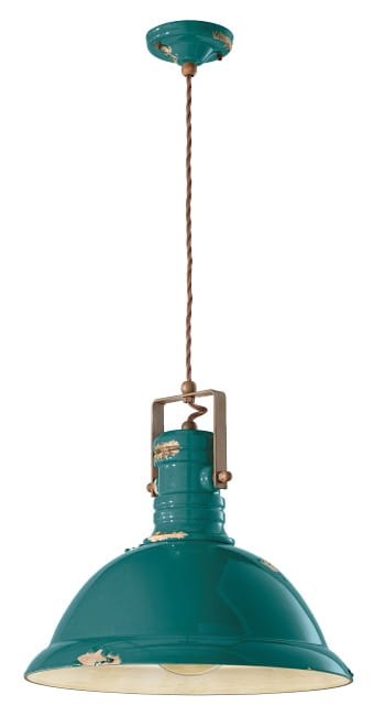 Dekoracyjna lampa Ferroluce C1690 Vintage jasny błękit / biały / czarny – wysokość 36 cm; polecana nad barem lub stolikiem kawowym.