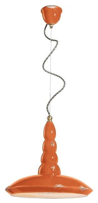 Ferroluce C1410 – lampa wisząca Ø 40 cm, kolory biały vintage, bordowy vintage; polecana nad stolikiem kawowym lub barem.