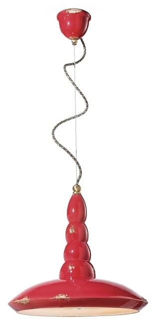 Ferroluce C1410 – lampa wisząca Ø 40 cm, kolory biały vintage, bordowy vintage; polecana nad stolikiem kawowym lub barem.