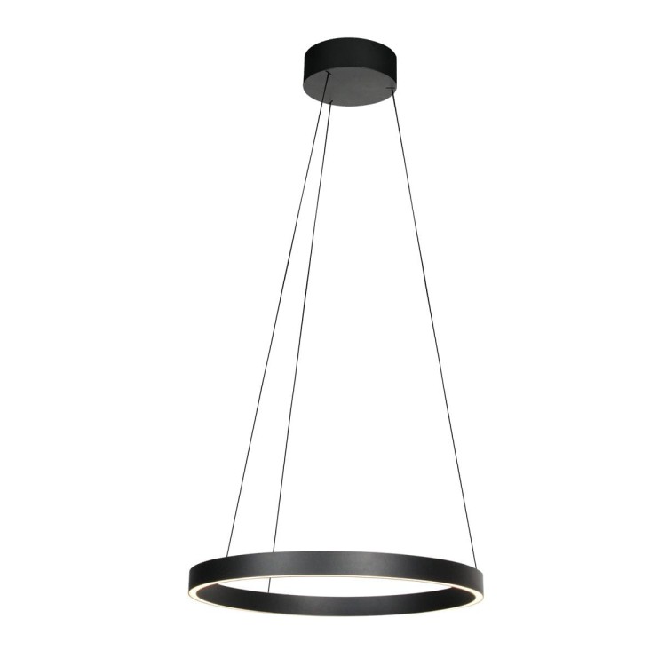 czarna lampa pierścieniowa LED Steinhauer Mykty 4203ZW do salonu i jadalni