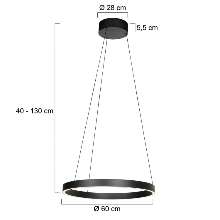 lampa wisząca Steinhauer Mykty 4203ZW czarna okrągła nad stół w jadalni nowoczesne oświetlenie LED