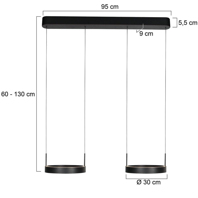Lampa wisząca LED nad stół Steinhauer Mykty 4204ZW czarna 2x30 cm